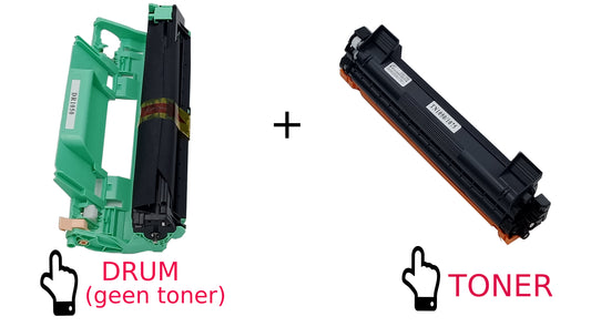 Huismerk Drum en Toners voor Brother 1x DRUM DR1050 + 1x TONER TN1050/1075