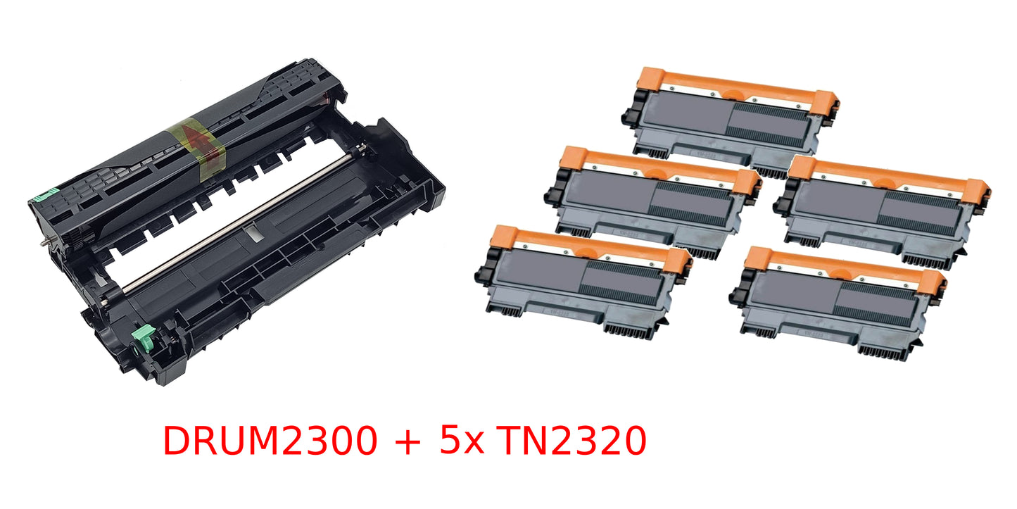 Huismerk Drum en Toners voor Brother 1x DRUM DR2300 + 5x TONER TN2320