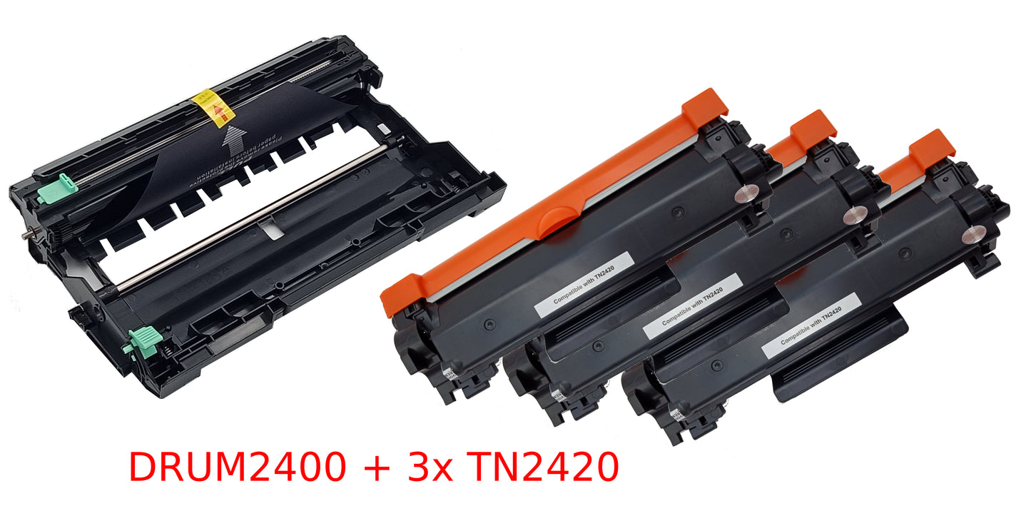 Huismerk Drum en Toners voor Brother DR-2400 Drum + TN-2420 Toner Compatibel Multipack